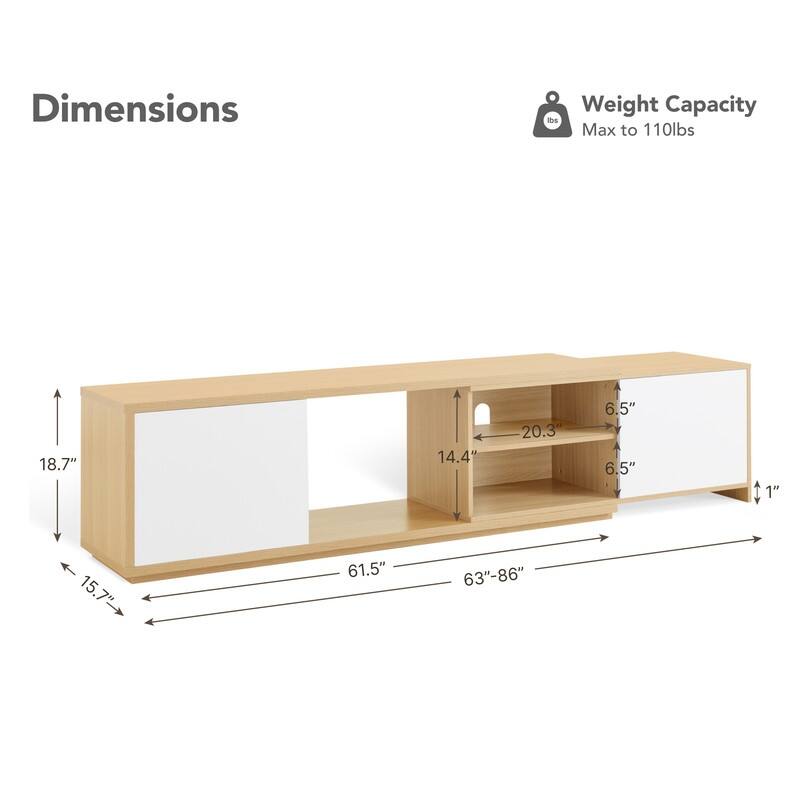 Spruce & Spring 62''-86'' Expandable TV Stand Media Console Entertainment Center