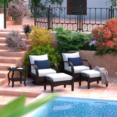 Barcelo 5 Piece Sunbrella Outdoor Patio Motion Club Chair & Ottoman Set
