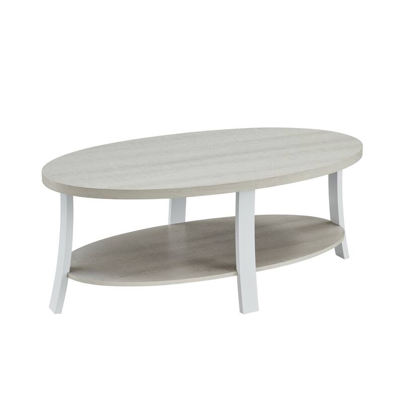 26" Modern Oval Coffee Table with Storage Shelf and Wide-curved Legs for Living Room
