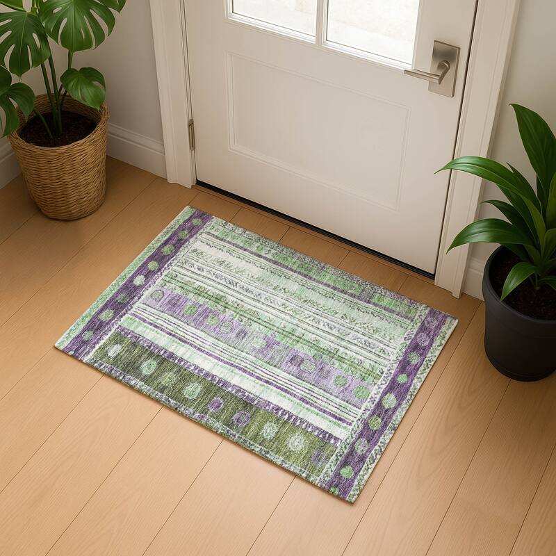 Premium Washable Super Soft Global Modern Mayfield Rug - Purple - 1'8" x 2'6"