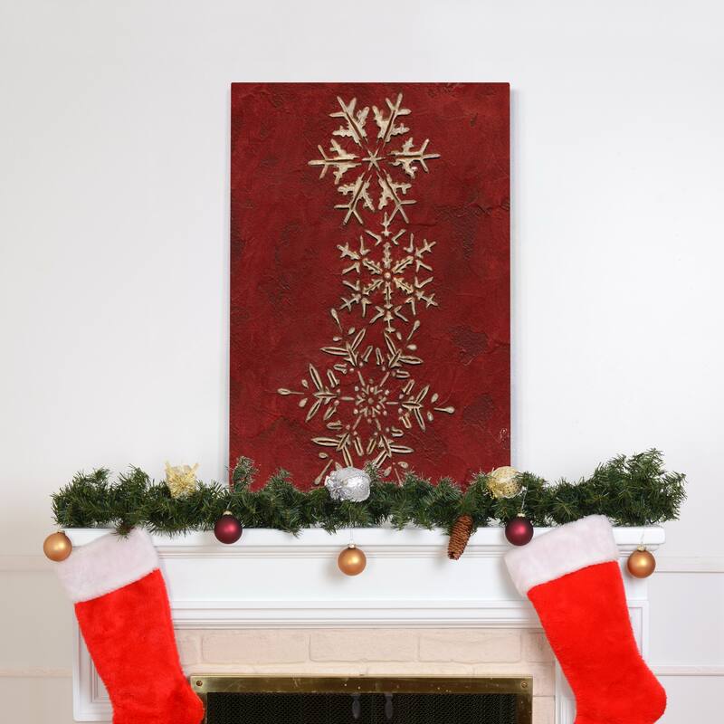 Snowflakes on Red II-Premium Gallery Wrapped Canvas - Ready to Hang