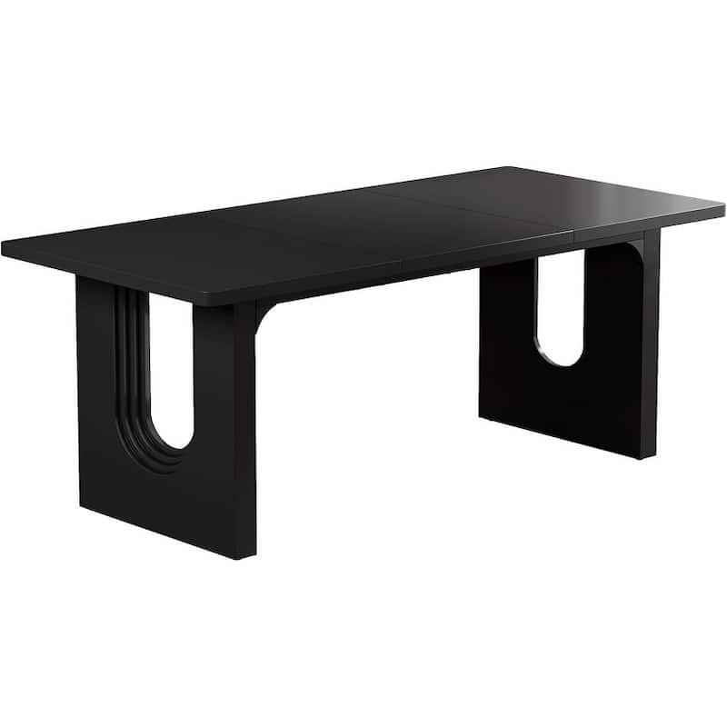 71" Black Dining Table Rectangular with Wood Pedestal Base