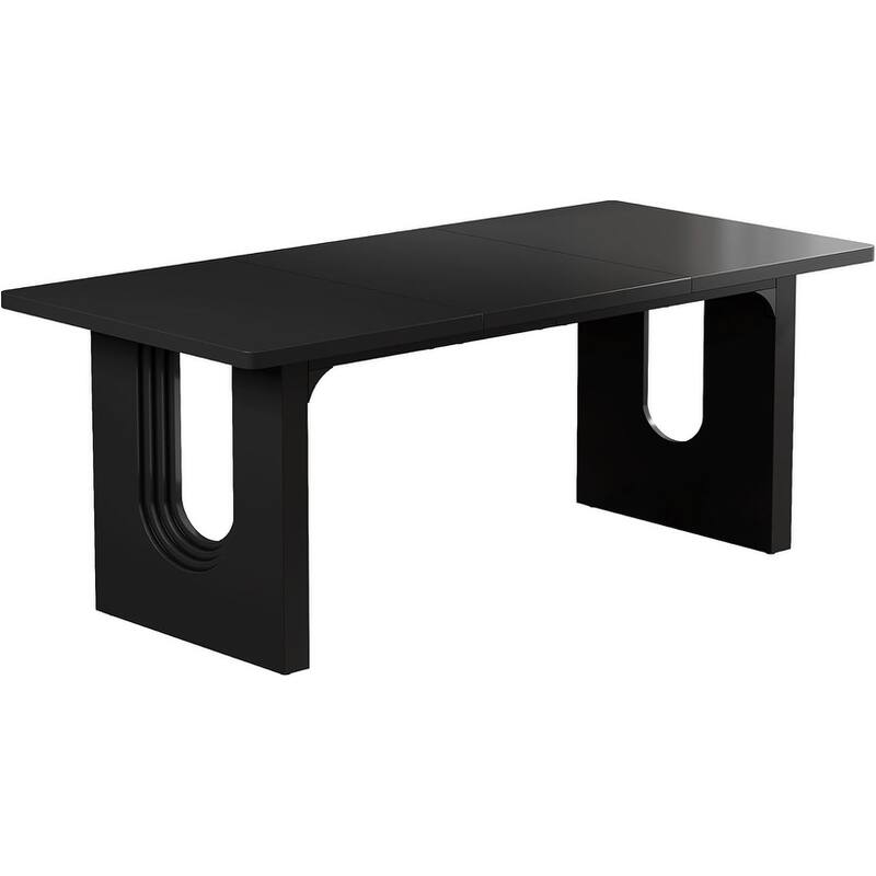 Modern 71"Rectangular Dining Table for 6-8 People,Large Kitchen Table with Wooden Pedestal Base,Contemporary Long Dinner Table