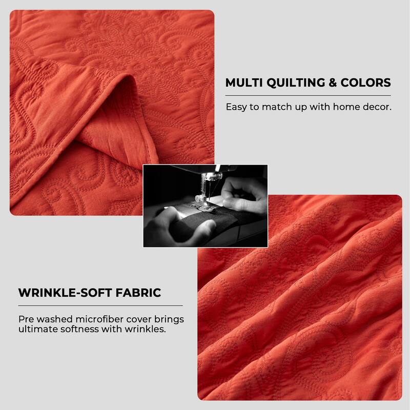 3-Piece Reversible Ultra Lighweight Coverlet Premium Microfiber Bedspread Quilt Set