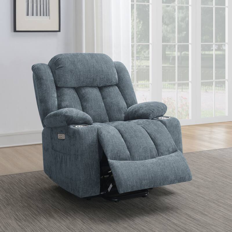 Beca Slate Blue Upholstered Power Lift Recliner