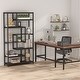preview thumbnail 8 of 23, Vintage Brown/ Black 8-Shelf Etagere Bookcase, White Modern Bookshelves with Storage, Tall Display Rack