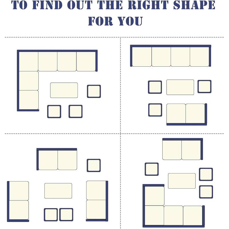 7 Piece Outdoor Dining Sectional Sofa with Dining Table and Chair