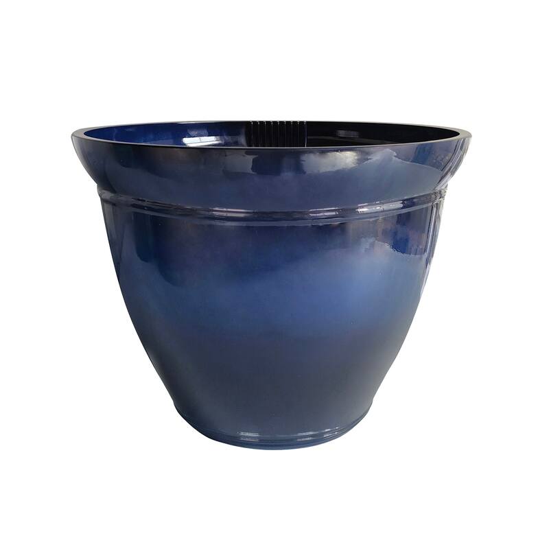 Southern Patio Kittredge Resin 17.5-inch Planter with Wheels - Cobalt