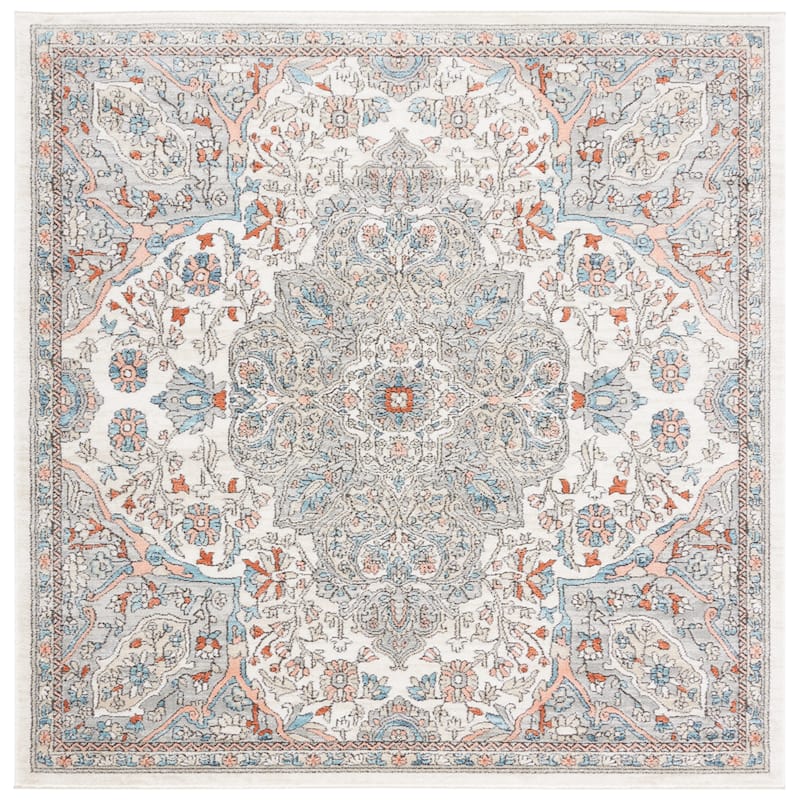 SAFAVIEH Oregon Octa Shabby Chic Medallion Rug - 6'7" Square - Grey/Ivory