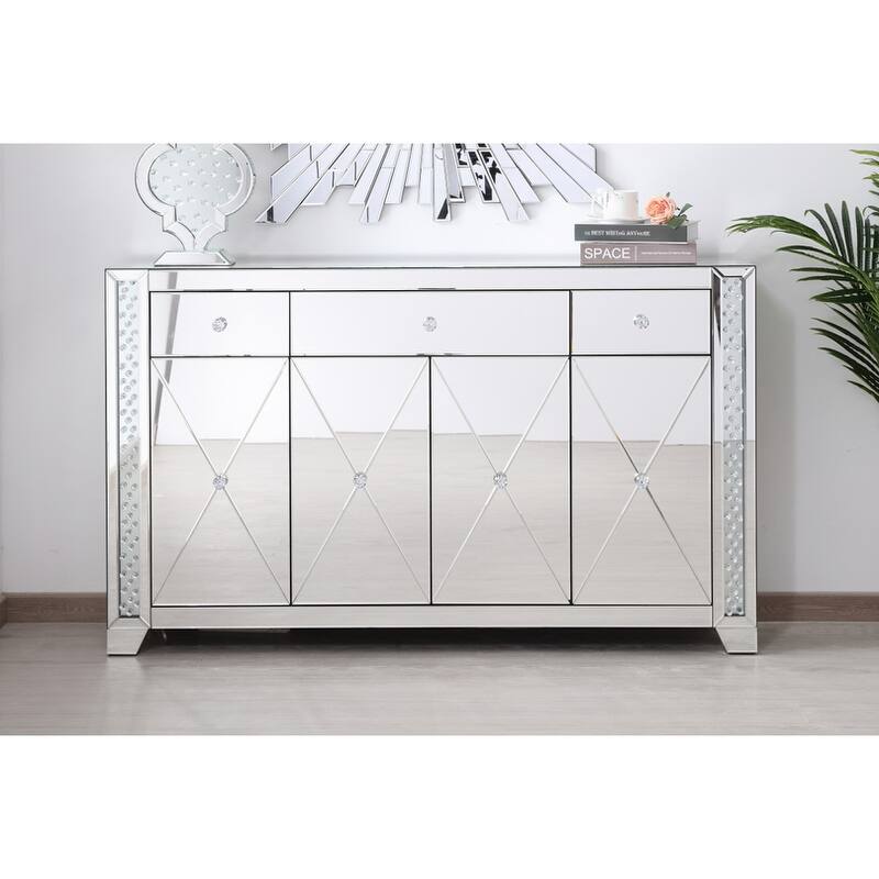 60 in clear crystal mirrored credenza