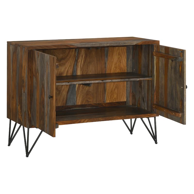 Komomo Sheesham Grey 1-Adjustable Shelf Accent Cabinet