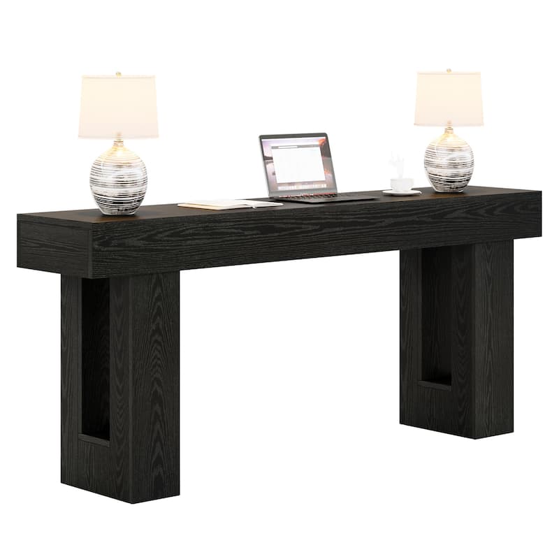 63-Inch Farmhouse Wooden Sofa Console Entryway Table for Living Room