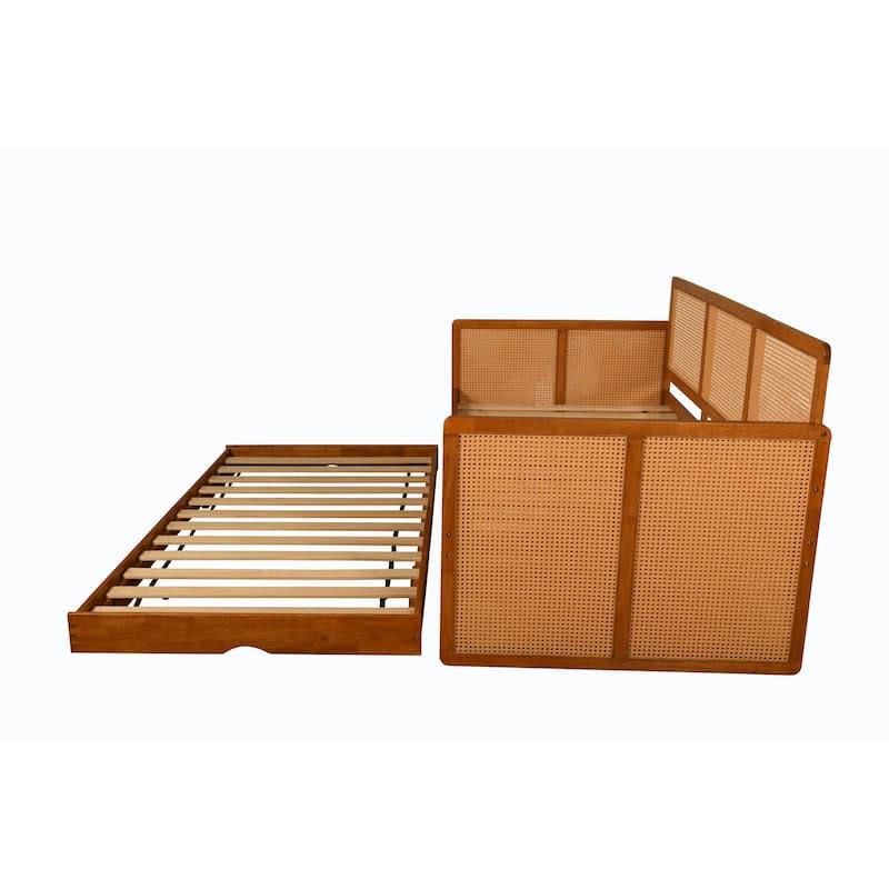 Somette Abaco Daybed with Pop-Up in Honey Includes Mattresses