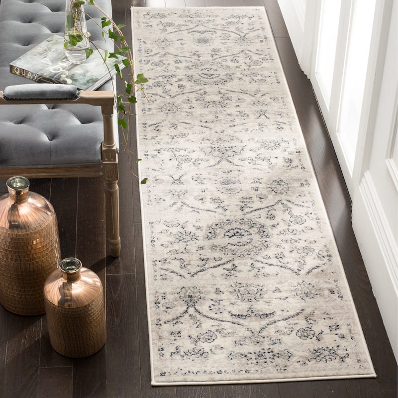SAFAVIEH Carnegie Tahira Modern Distressed Oriental Rug - 2'3" x 8' Runner - Cream/Light Grey