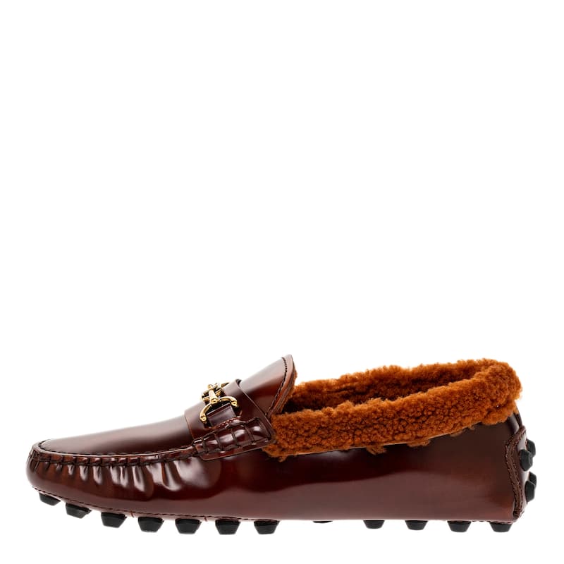 Tod's Gommino Macro Embellished Shearling-Trimmed Loafers