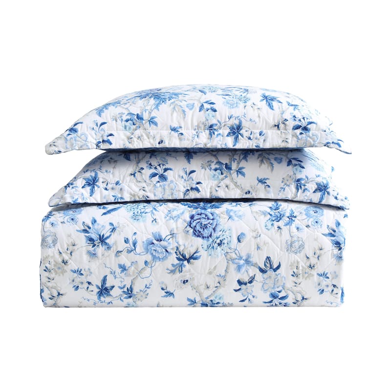 Laura Ashley Breezy Floral Cotton Reversible Quilt Set