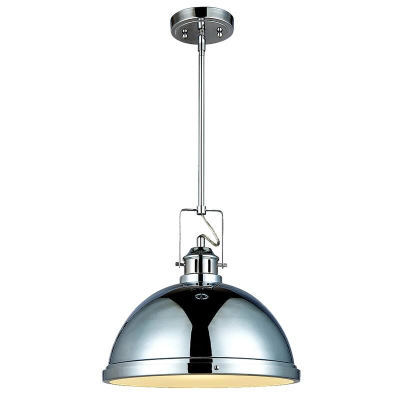 1 light Mini Pendant with clear frosted glass lens, Chrome Finish - 14"H x 14"W x 14"D - 14"H x 14"W x 14"D - Chrome