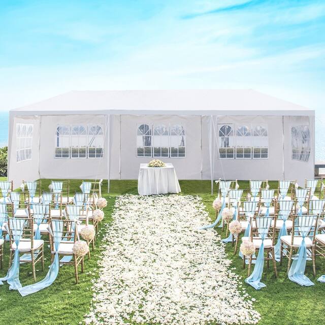 30-foot White PE/Iron Spiral Interface Wedding Party Canopy Tent