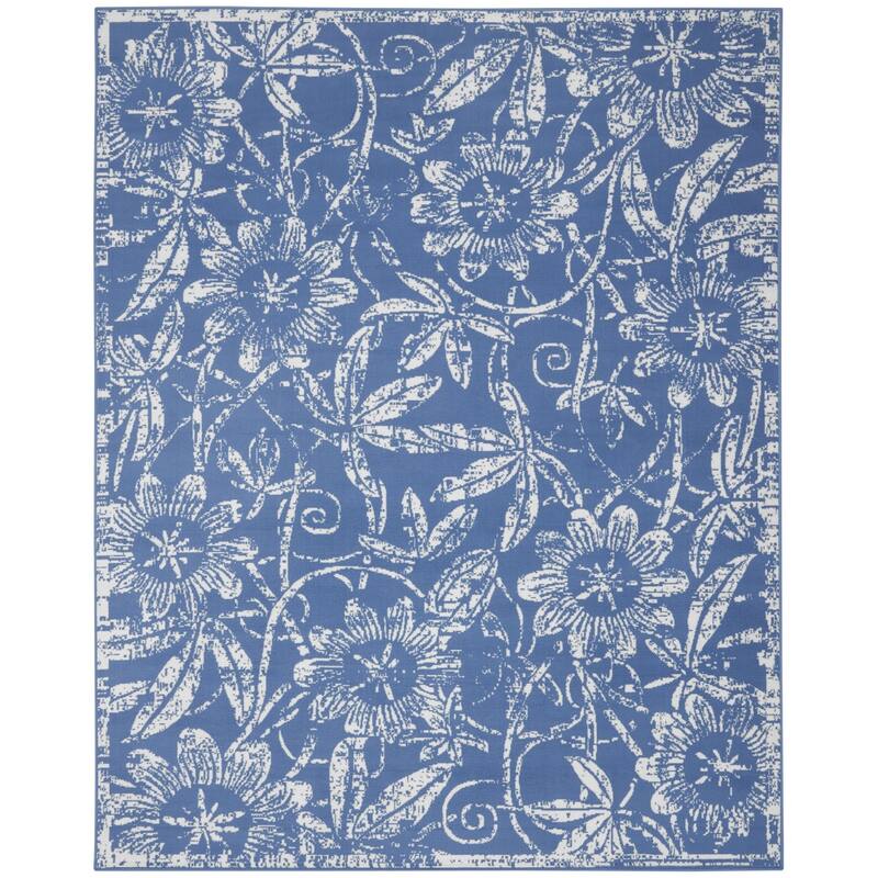 Hodis Power Loomed Distressed Floral Traditional Non Skid Stain Resistant Area Rug By HomeRoots - 138' X '100' X '0.39