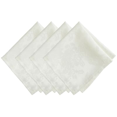 Poinsettia Elegance Jacquard Holiday Napkins, Set of 4 - 17"x17"
