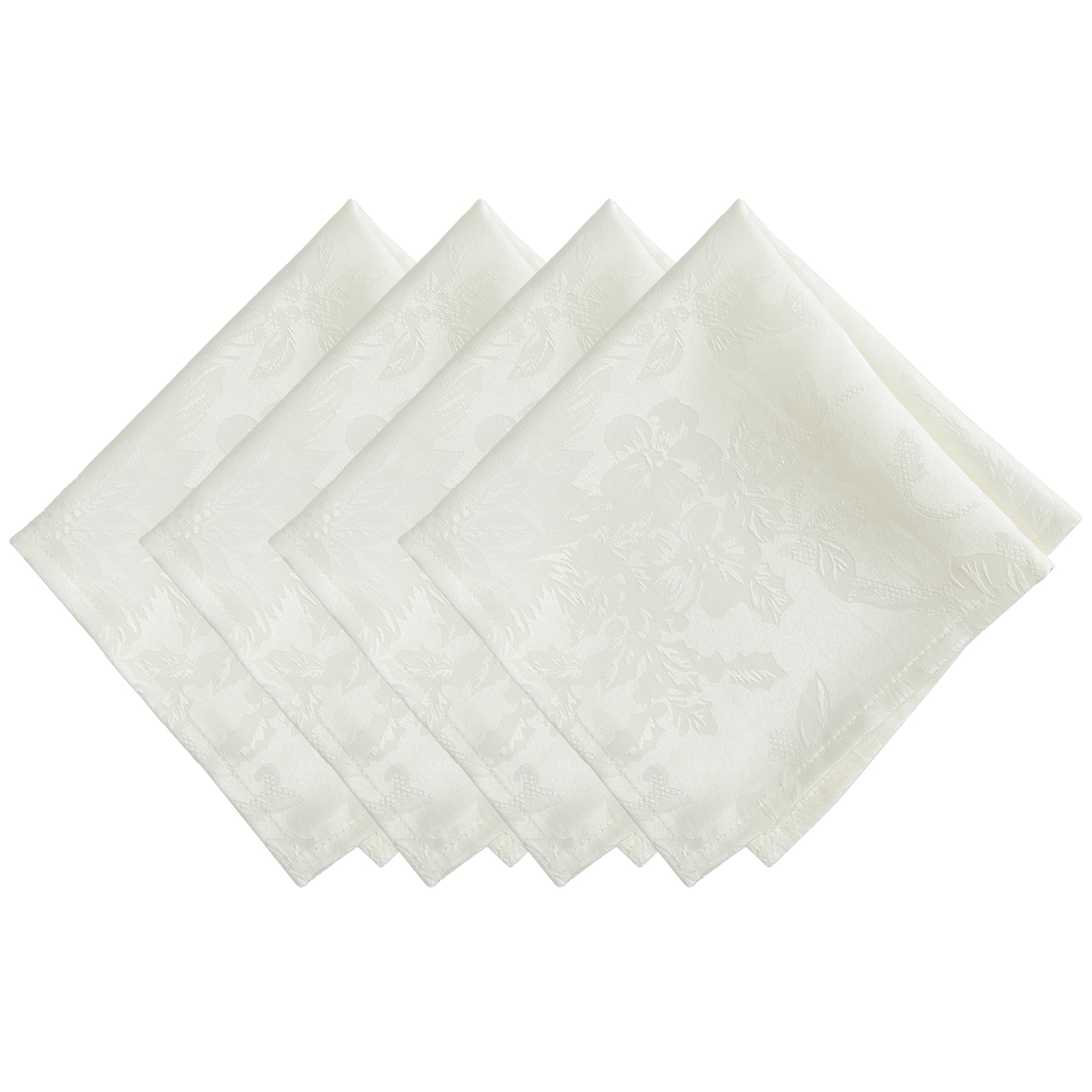 Poinsettia Elegance Jacquard Holiday Napkins, Set of 4 - 17"x17"