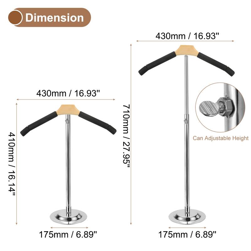 Shirt Display Stand, 2Pcs Stainless Steel Adjustable Women T-Shirt Rack - Black - 16.93''