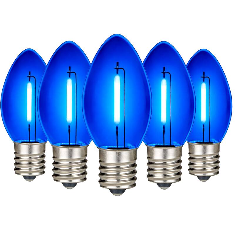 25 Pack C9 LED Outdoor Christmas Replacement Bulbs, Warm White, C9/E17 Base - Blue