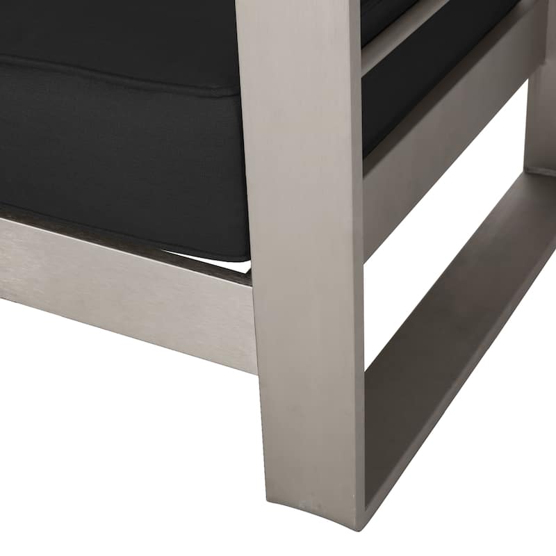 Cape Coral Aluminum and Sunbrella Outdoor 3 Seater Sofa with Cushions by Christopher Knight Home