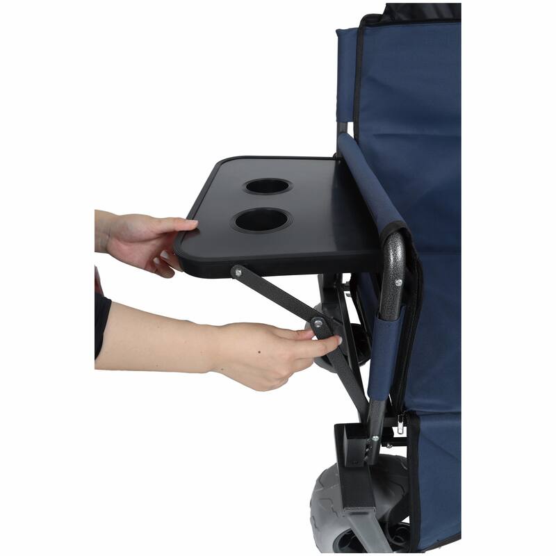 3-in-1 Folding Wagon with Bench Seat & Rear-Mounted Folding Tabletop - 500lbs Capacity, 9"x4" Beach Tires