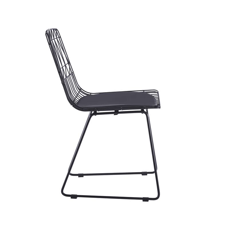 Porthos Home Yoshi Geometric Metal Dining Chairs with PU Leather Seat Pad, Set of 2