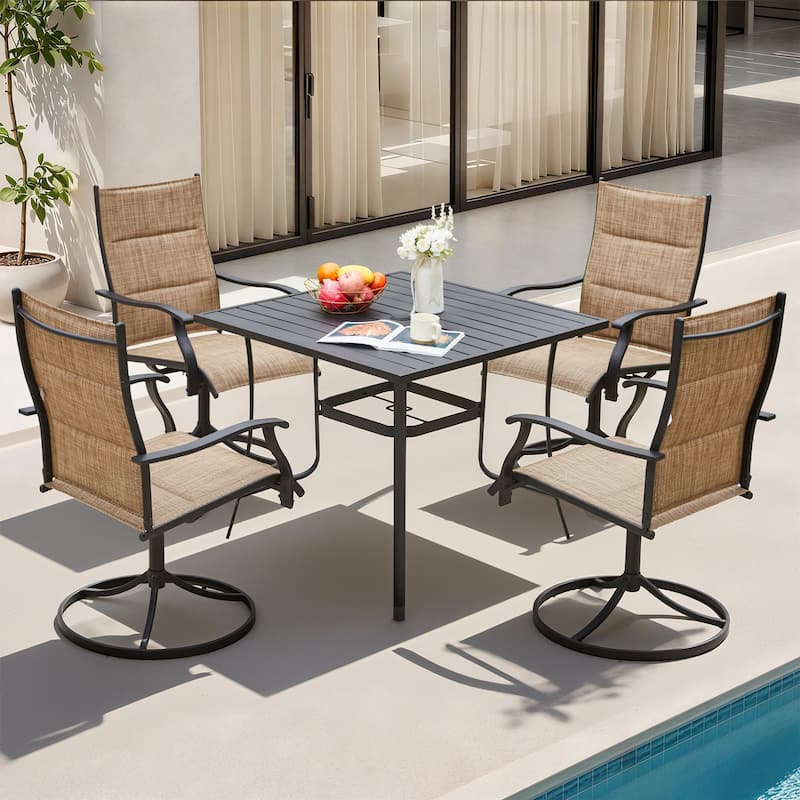 EROMMY Outdoor Swivel Patio Chairs 2/4 Pack, High-Back Textilene Dining Rocker Chairs with Metal Frame