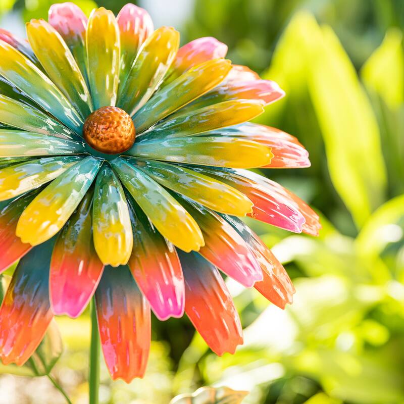 Glitzhome 41"H Garden Metal Flower Yardstake