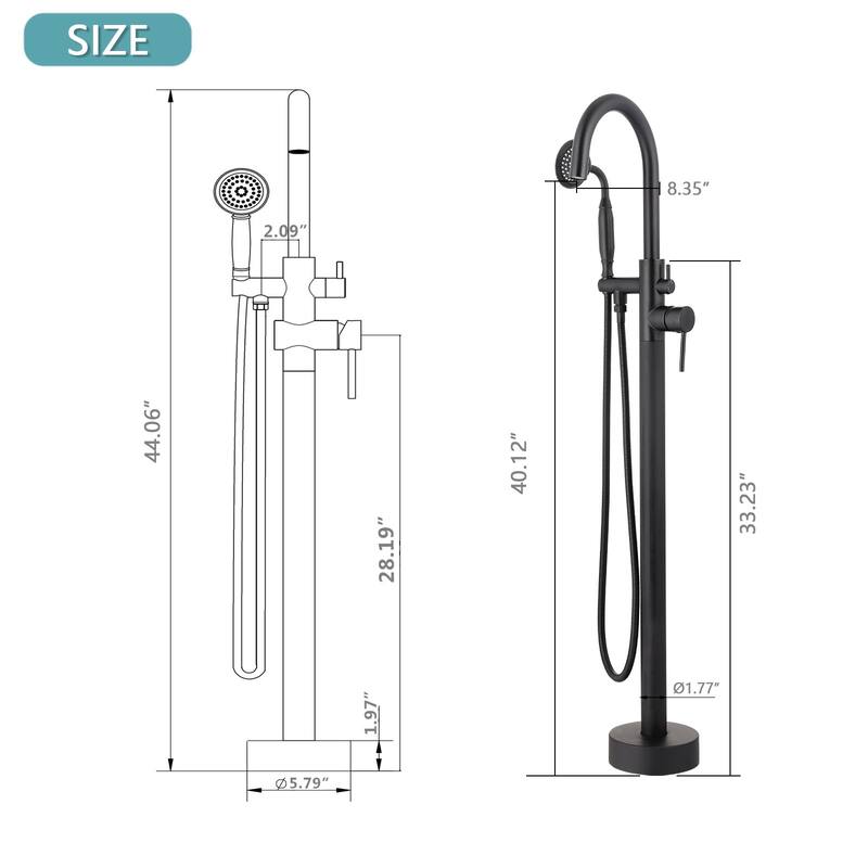 Vanityfair Floor Mount Freestanding Bathtub Faucet Tub Filler with Hand Shower