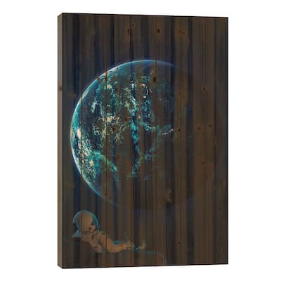 Have A Beer And Watch The Planet Earth Print On Wood by GEN Z - Multi-Color