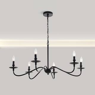 Mario Rustic 6-Light Black Metal Chandelier - 38 inches in diameter x 18 inches H