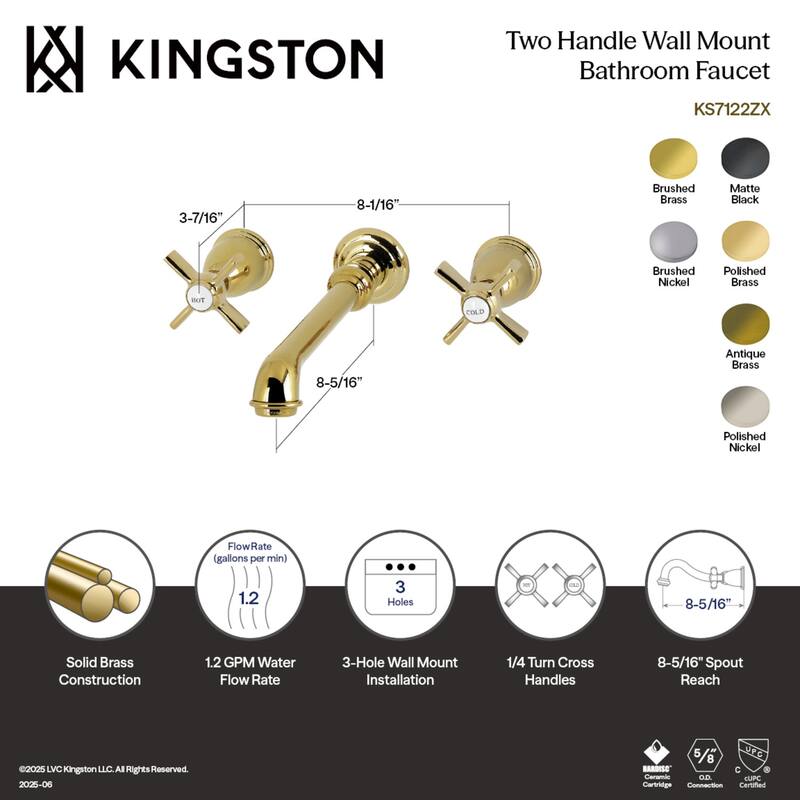 Kingston Brass Millennium Double-Handle Wall Mount Bathroom Faucet