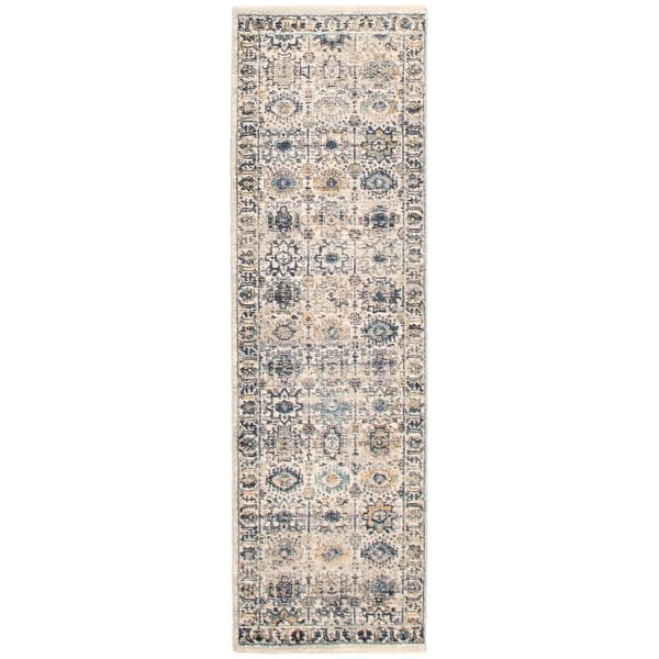 slide 2 of 8, ECARPETGALLERY Machine Woven Bolivia Yalameh Blue, Ivory Rug - 2'2 x 8'0