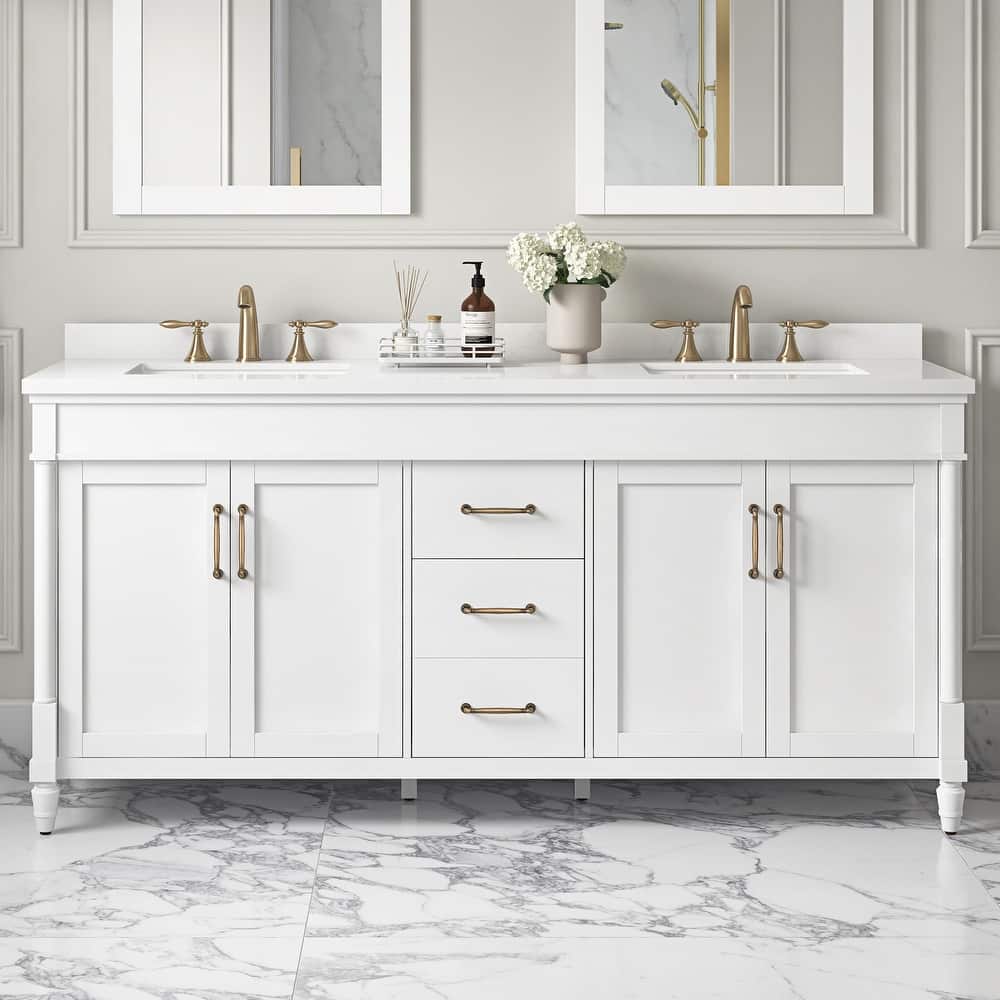 Salisbury Bathroom Vanity with White Engineered Marble Top