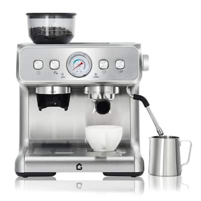 Espresso Coffee Machine with Grinder & 20 Bar Pressure, 2.8L Removable Water Tank, Silver