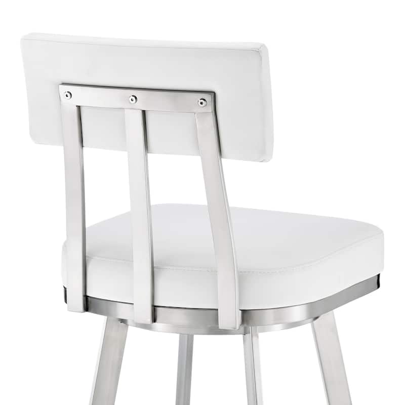 Benjamin Stainless Steel and Faux Leather Swivel Bar or Counter Height Bar Stool