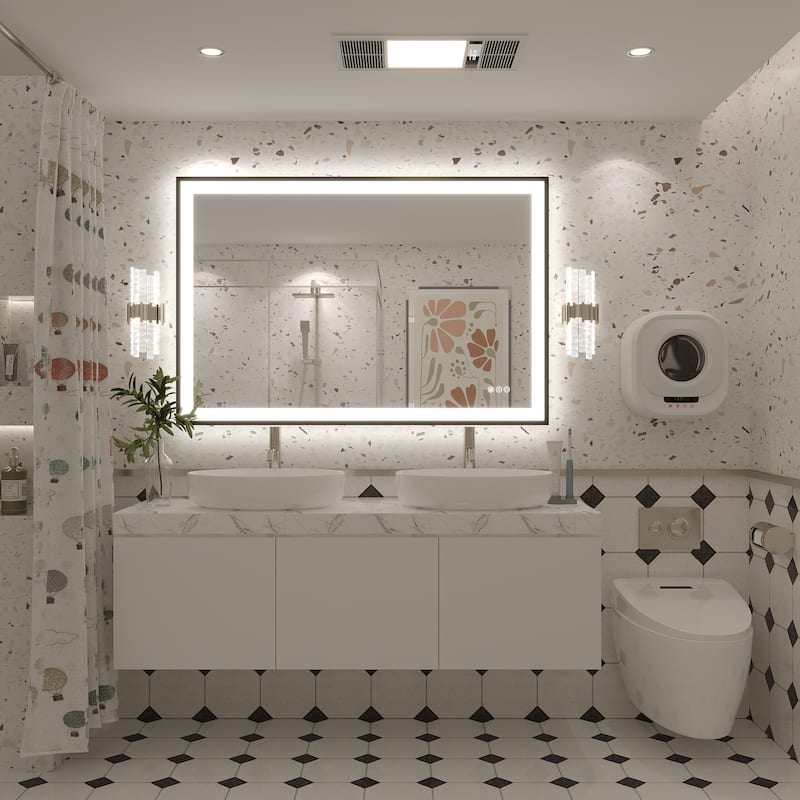 Extra Large Black Frame LED Bathroom Vanity Mirror with 3 Years Warranty and UL Certified