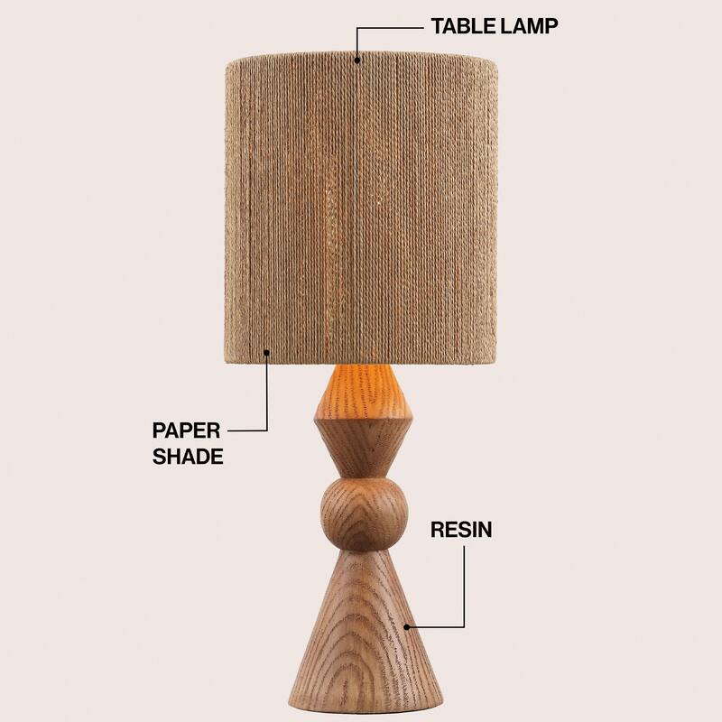 Orbic Taper 23.5" Resin/Metal LED Table Lamp with Paper Rope Shade, By JONATHAN Y
