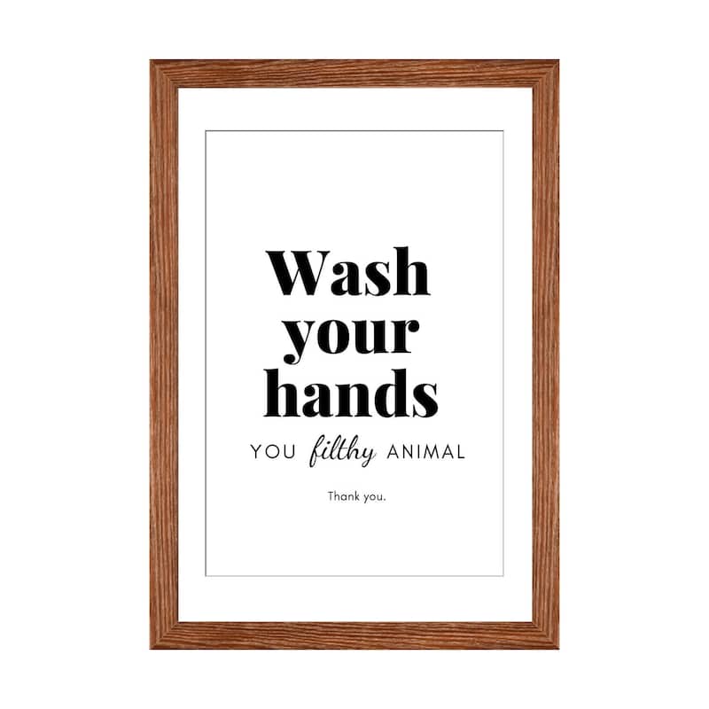 iCanvas "Wash Your Hands You Filthy Animal Bathroom" by Design Harvest - Walnut - 24x16x1