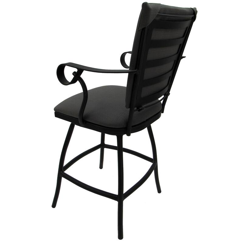 Swivel Counter 26" Bar Stool with a Padded Back - Jenna - Black Frame - 26 inch Seat