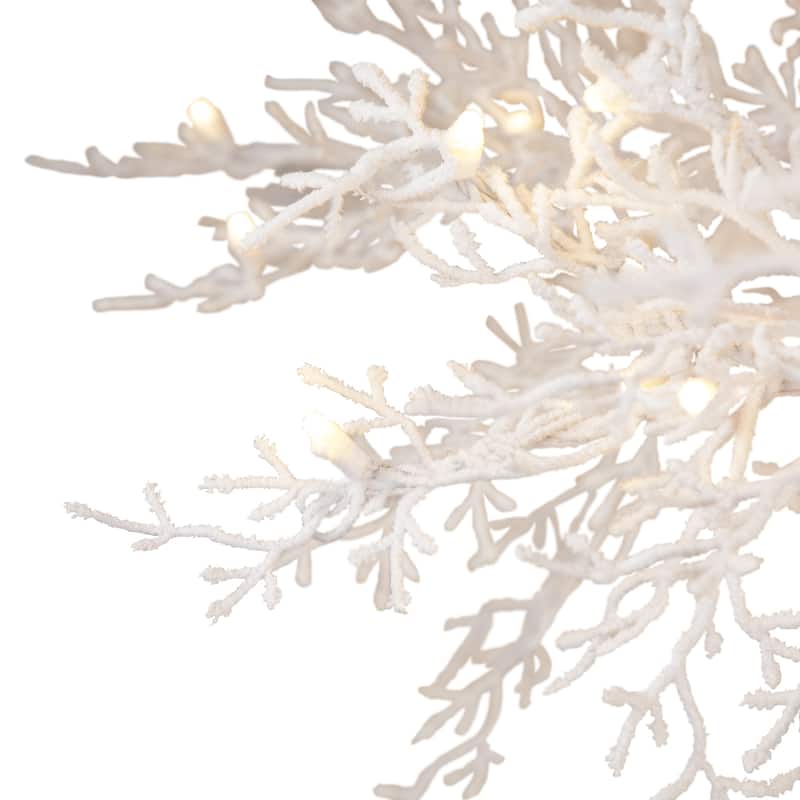 Pre-Lit Flocked Twig Artificial Christmas Tree - 7.5' - Warm White LED - 7.5 Foot