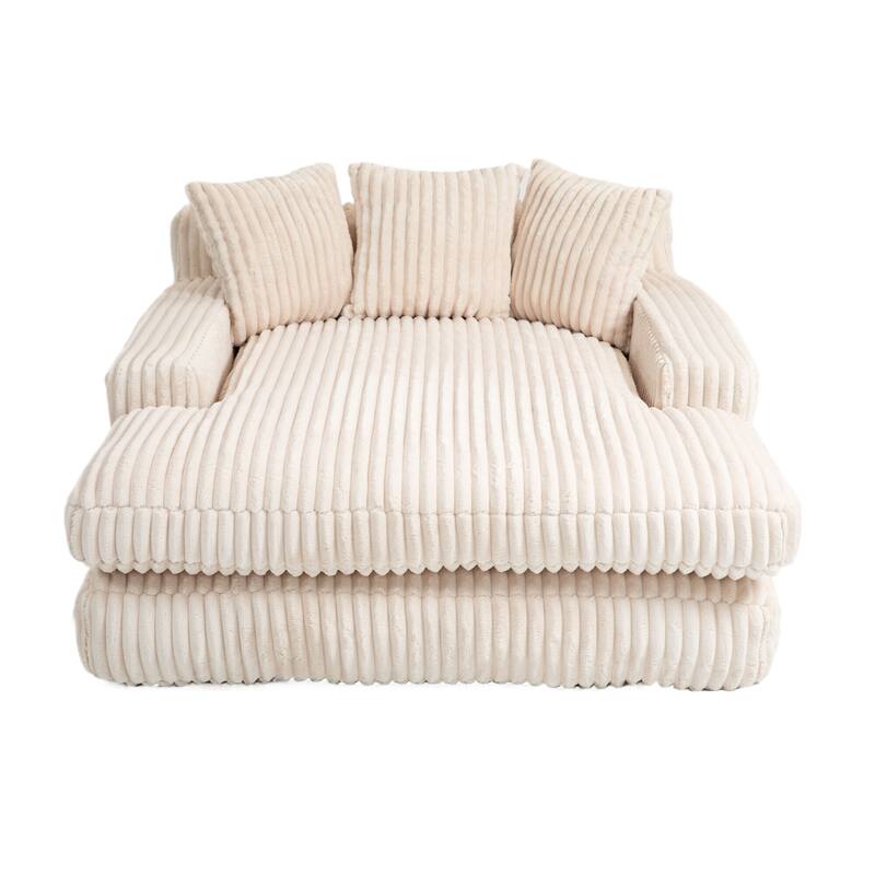Corduroy lazy sofa bed Living room deep seat sofa with 3 back pillows