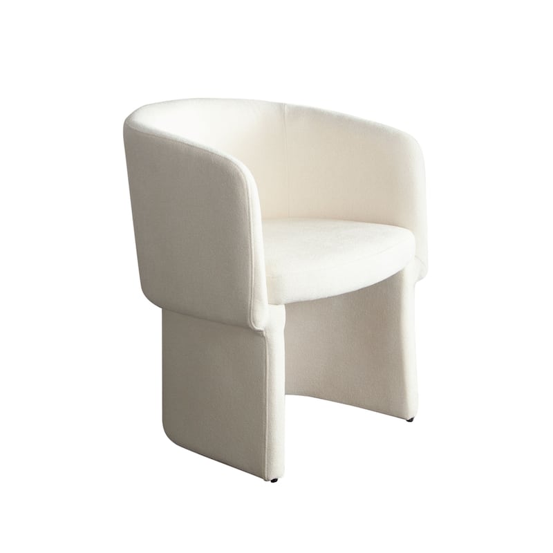 Tesy Dining Side Chair, Elite Ivory Textured Polyester, Sloping Arms