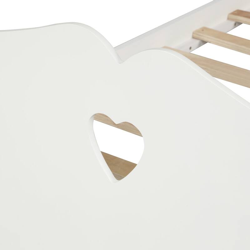 White Minimalist Twin Pine Platform Bed with Headboard and Footboard - Slat Support, No Box Spring Needed