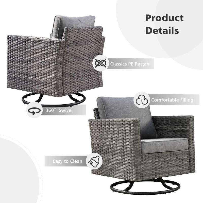 OVIOS 6-piece Patio Wicker Conversation Sofa Set with Swivel Rocking Chairs
