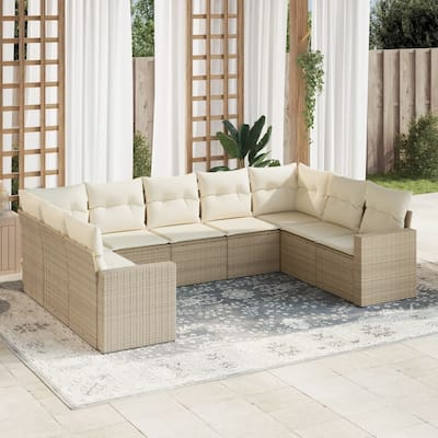 vidaXL Garden Sofa Set Beige, Cream White - 24.4 x 25.8 x 27.2